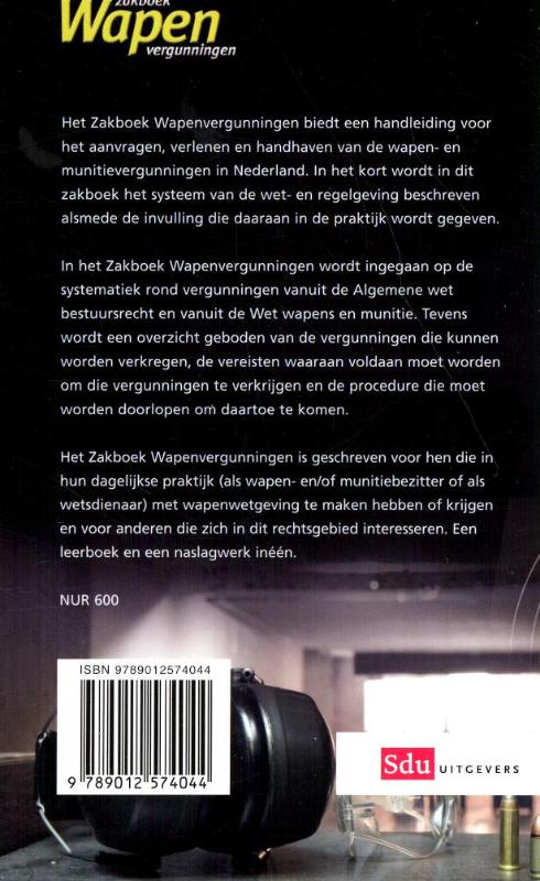 Achterkant van Zakboek wapenvergunningen