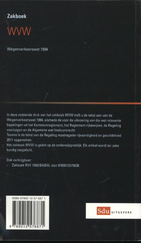 Achterkant van Zakboek wegenverkeerswet1994
