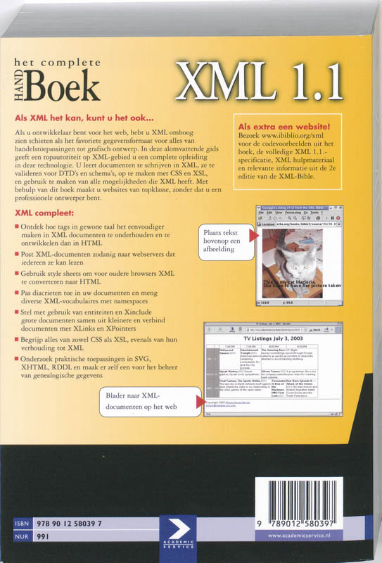 Achterkant van XML 1.1