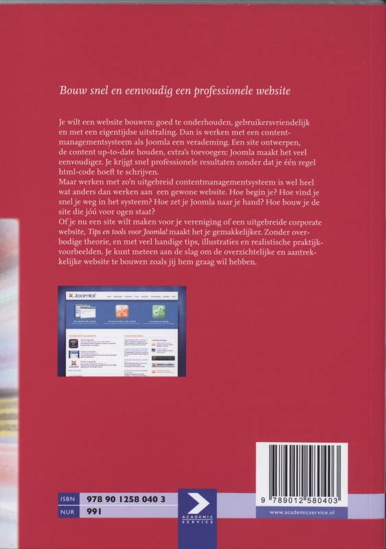 Achterkant van Tips en tools voor Joomla!