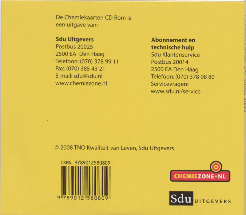 Achterkant van Chemiekaarten