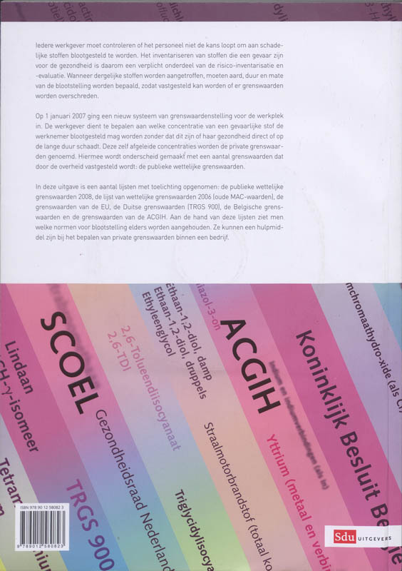 Achterkant van Grenswaarden Gezondheidsschadelijke stoffen 2008-2009