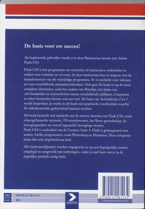Achterkant van Basiscursus Flash CS4