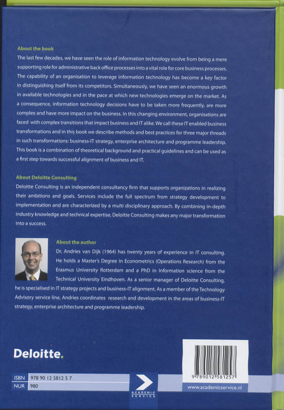 Achterkant van Succesfully managing IT Enabled Business Transformations
