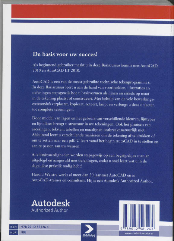Achterkant van Basiscursus AutoCad 2010 en LT 2010