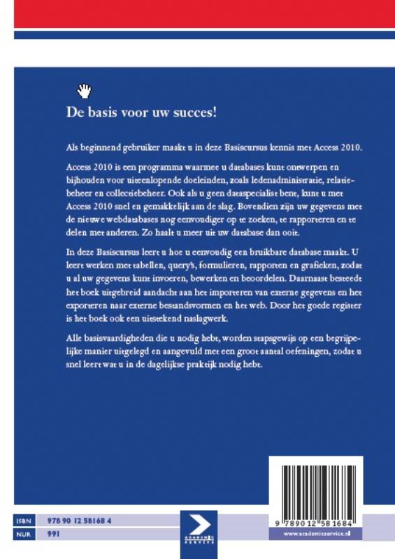 Achterkant van Basiscursus Access 2010