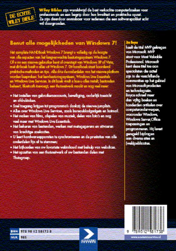 Achterkant van Windows 7 het complete handboek