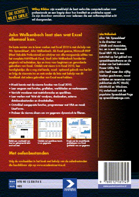 Achterkant van Excel 2010 het complete handboek