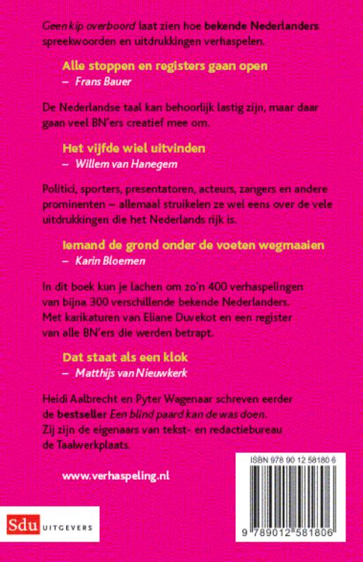 Achterkant van Geen kip overboord