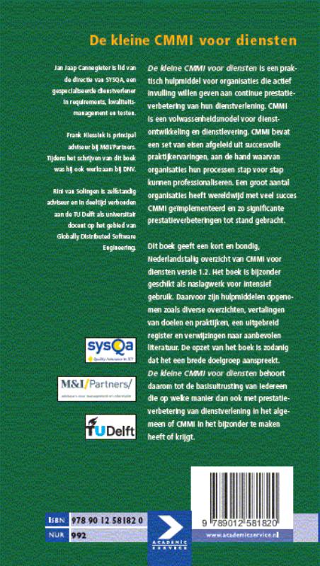 Achterkant van De kleine CMMI voor diensten