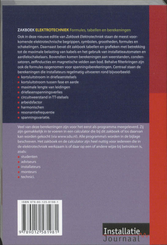 Achterkant van Zakboek Elektrotechniek
