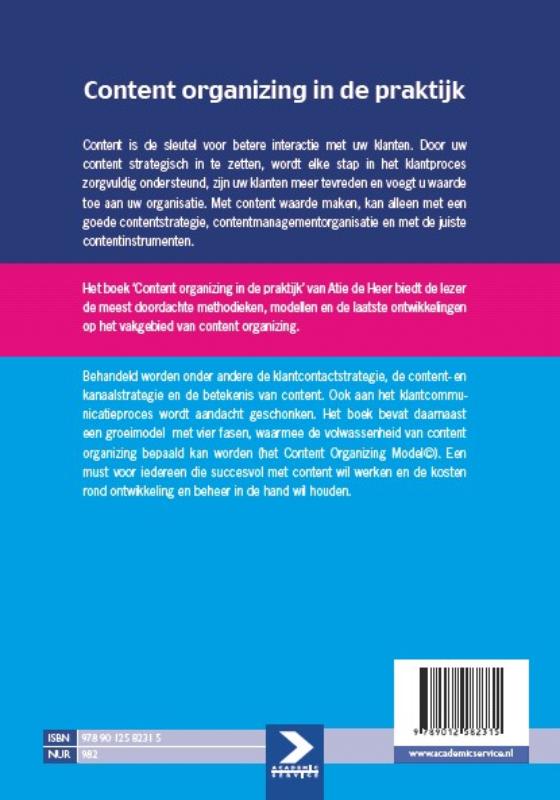 Achterkant van Content organizing in de praktijk