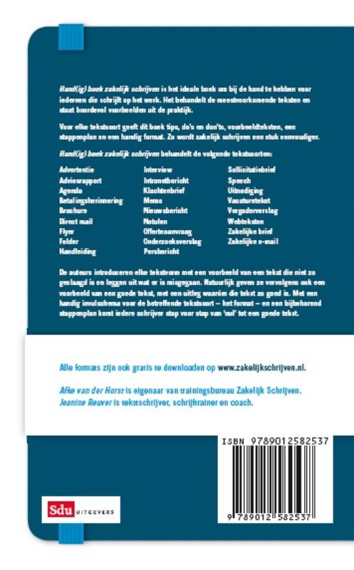 Achterkant van Hand(ig) boek zakelijk schrijven