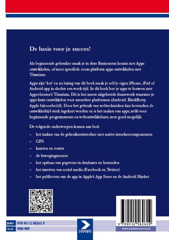 Achterkant van Basiscursus Apps ontwikkelen