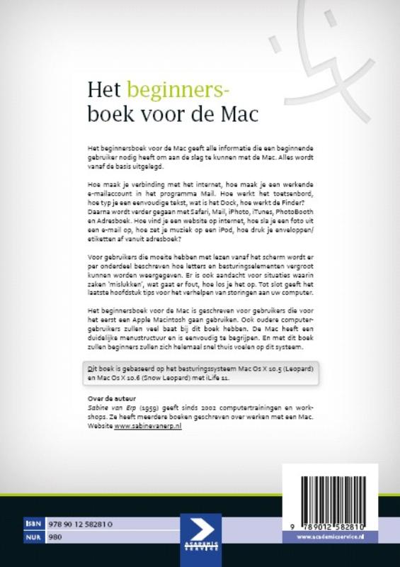 Achterkant van Het beginnersboek voor de Mac