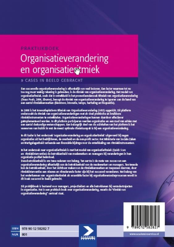 Achterkant van Praktijkboek organisatieverandering en organisatieritmiek