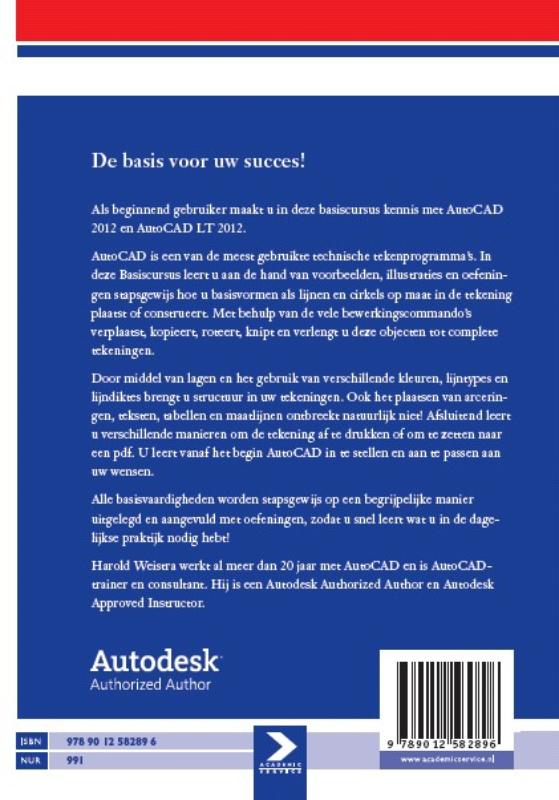 Achterkant van Basiscursus AutoCAD 2012 en LT 2012