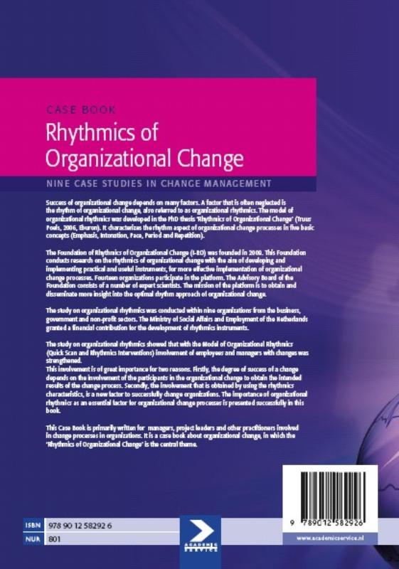 Achterkant van Case book rhythmics of organizational change