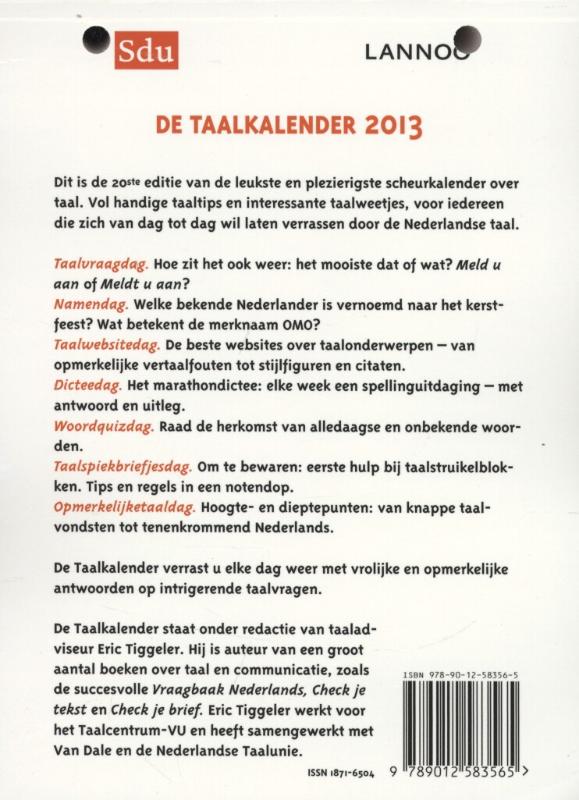 Achterkant van 2013