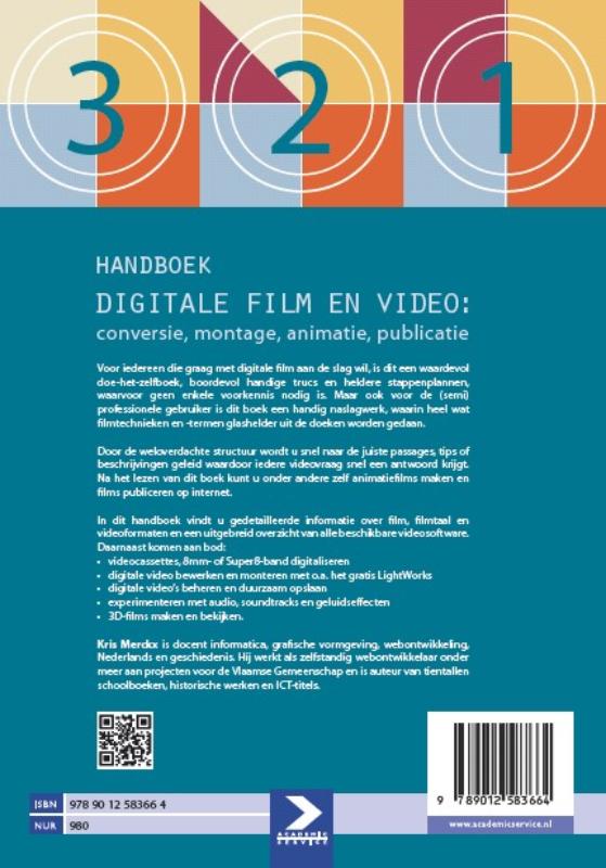 Achterkant van Handboek digitale film en video creatie, conversie, montage, animatie en publicatie