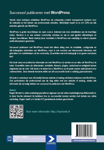 Achterkant van Succesvol publiceren met WordPress