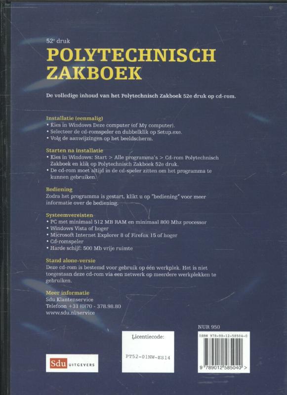 Achterkant van Polytechnisch zakboek