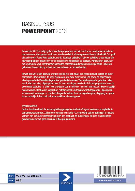 Achterkant van Basiscursus Powerpoint 2013