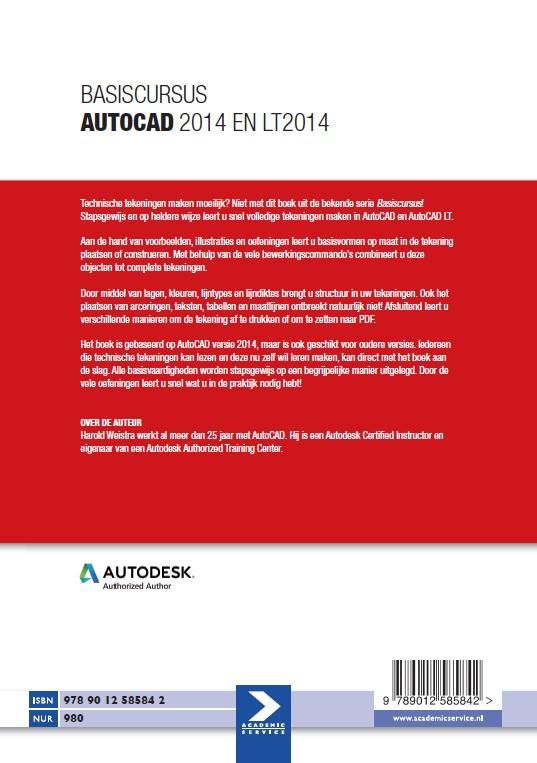 Achterkant van Basiscursus AutoCAD 2014 en LT 2014