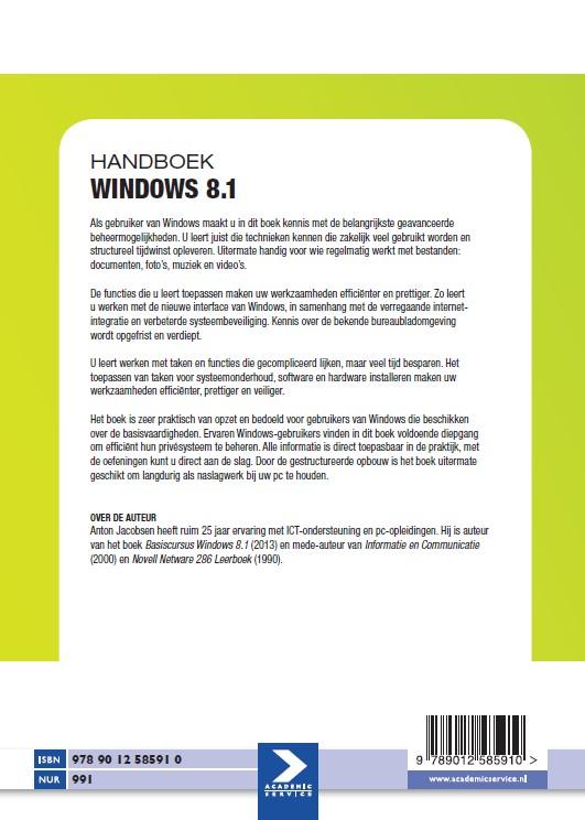 Achterkant van Handboek windows 8.1