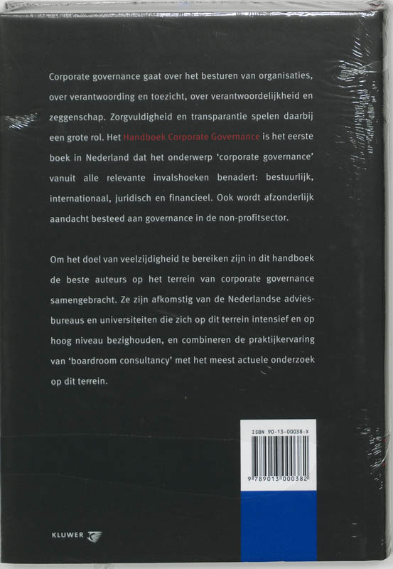 Achterkant van Handboek Corporate Governance