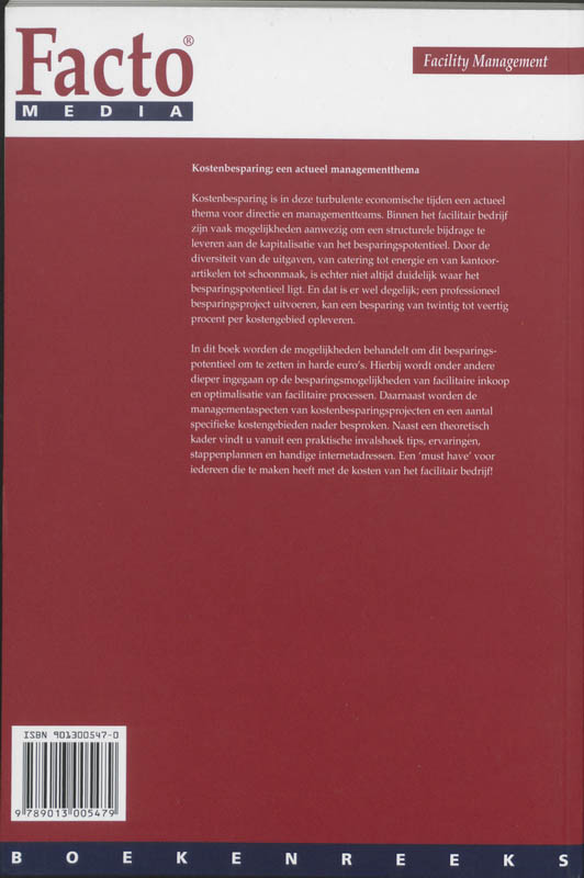 Achterkant van Effectief kosten besparen voor het facilitaire bedrijf