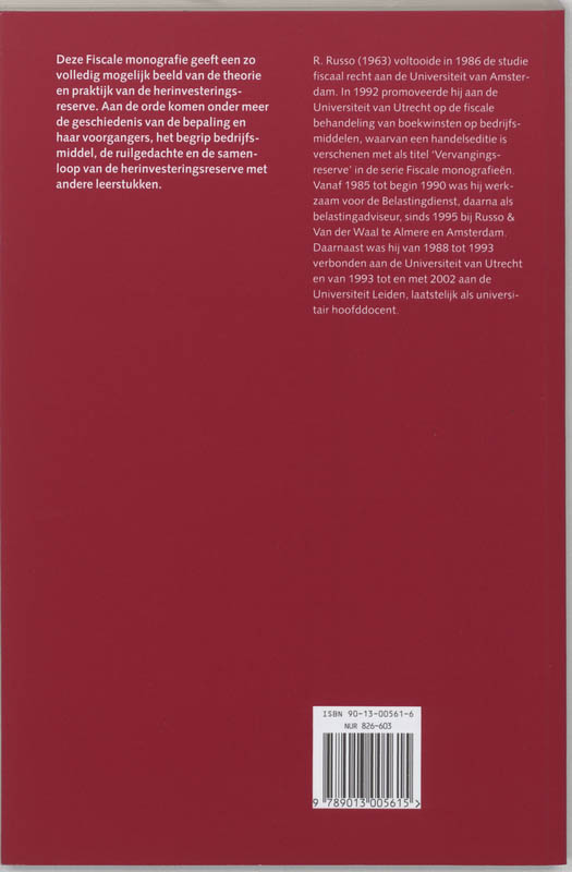 Achterkant van Herinvesteringsreserve