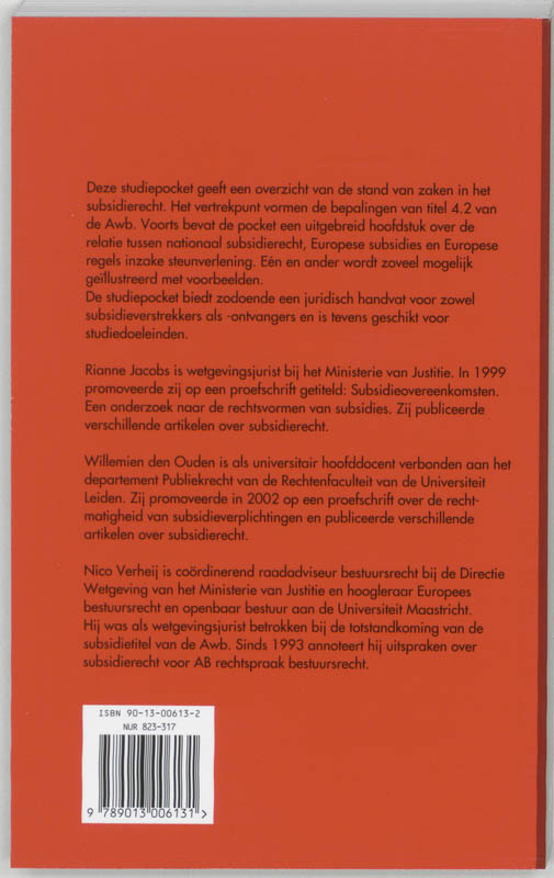 Achterkant van Subsidierecht