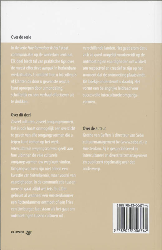 Achterkant van Interculturele omgangsvormen