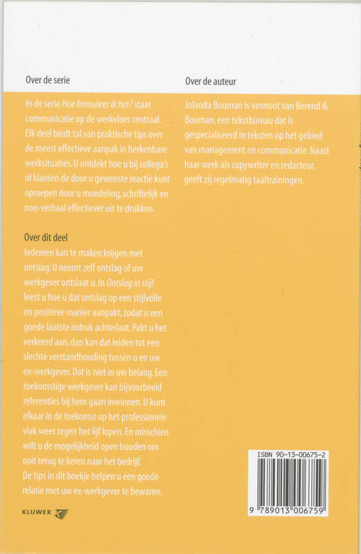 Achterkant van Ontslag in stijl