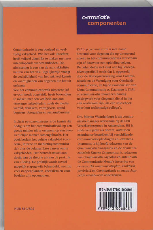 Achterkant van Zicht op communicatie