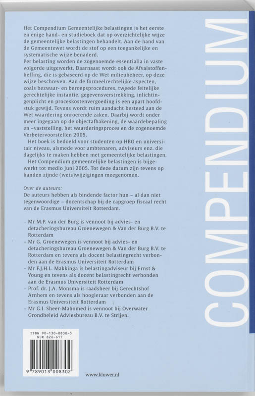 Achterkant van Compendium gemeentelijke belastingen