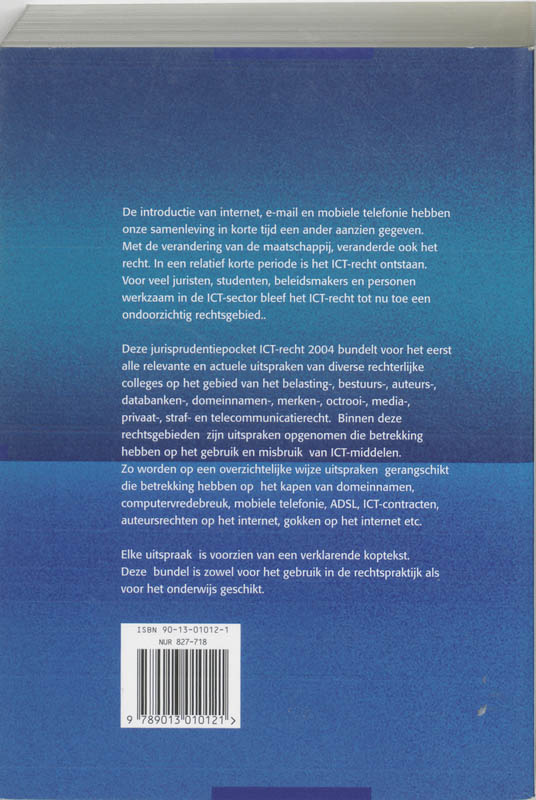 Achterkant van Jurisprudentiebundel ICT-recht