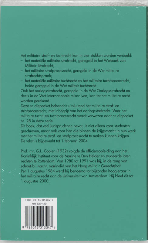 Achterkant van Militair straf- en strafprocesrecht