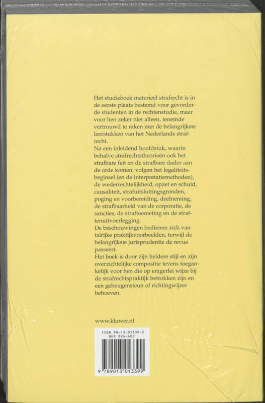Achterkant van Studieboek materieel strafrecht