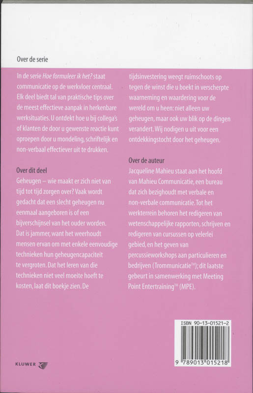 Achterkant van Ontdekkingstocht door het geheugen