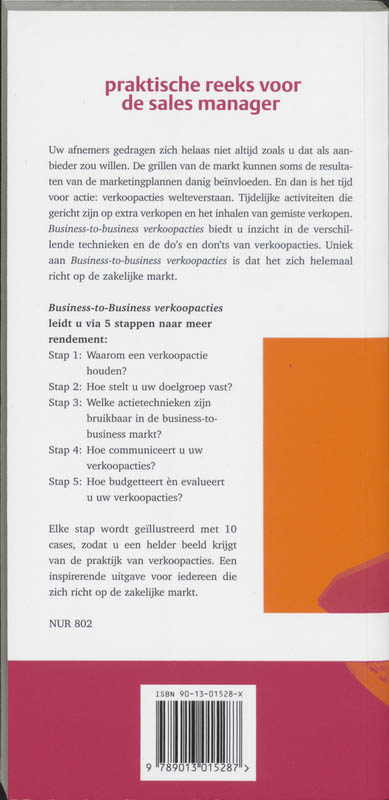 Achterkant van Business-to-Business verkoopacties
