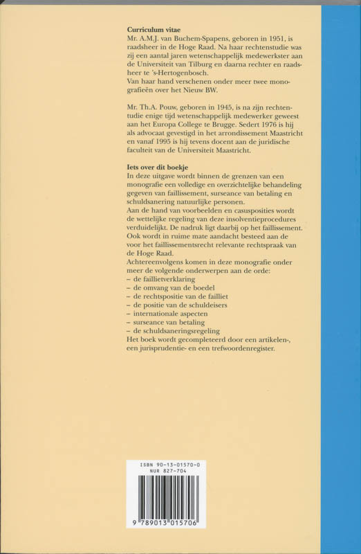 Achterkant van Faillissement, surseance van betaling en schuldsanering