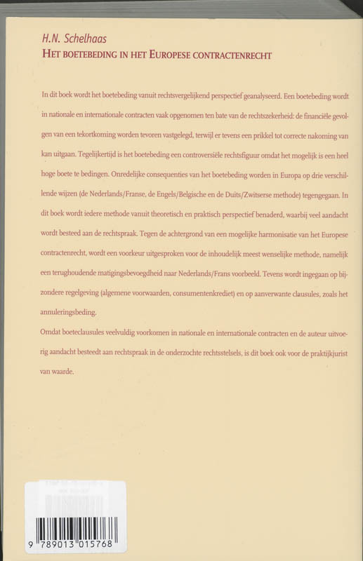 Achterkant van Het boetebeding in het Europees contractenrecht