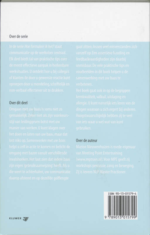 Achterkant van Samenwerken met uw baas