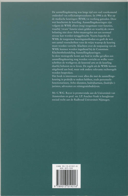 Achterkant van Aanstellingskeuringen