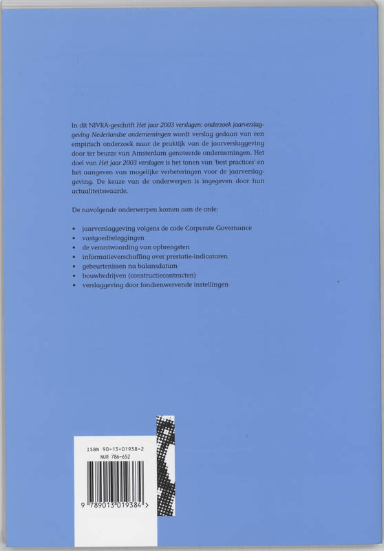 Achterkant van Het jaar 2003 verslagen
