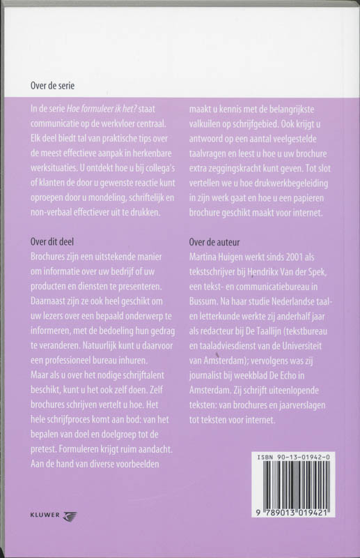 Achterkant van Zelf brochures schrijven