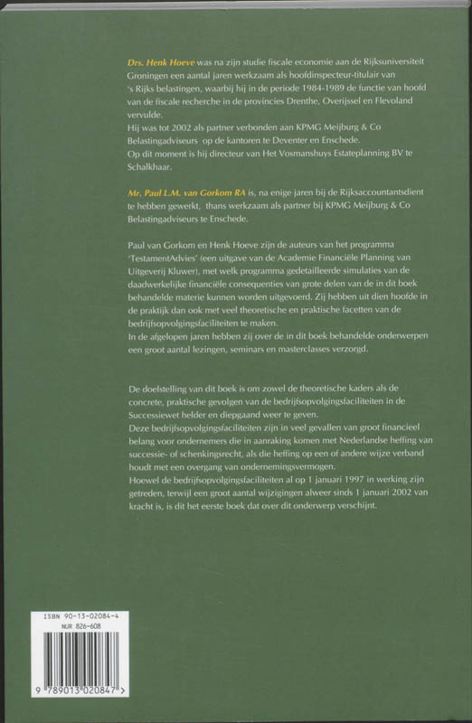 Achterkant van Bedrijfsopvolgingsfaciliteiten in de sfeer van successie- en schenkingsrecht
