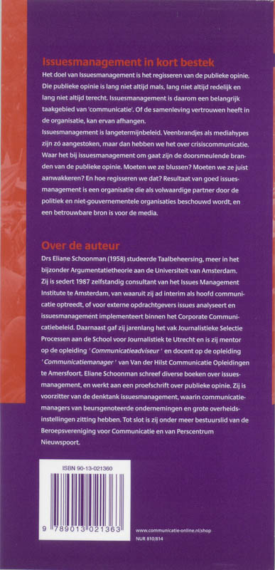 Achterkant van Issuemanagement in kort bestek